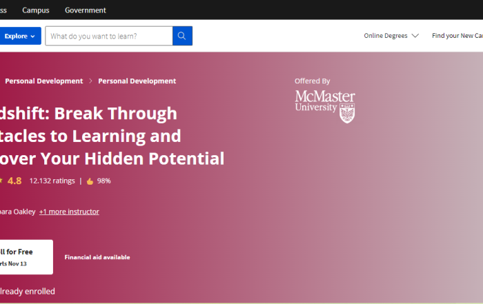 Khóa Mindshift trên Coursera